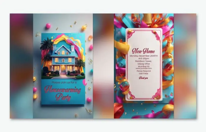 Colorful 3D Housewarming Party Invitation Instagram Story Design